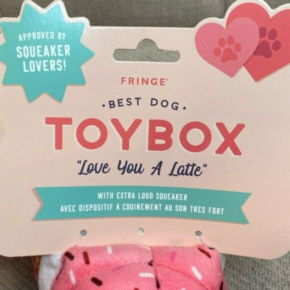 Love You a Latte Coffee Dog Toy NWT Cute Gift Pink Girlie - Picture 5 of 5